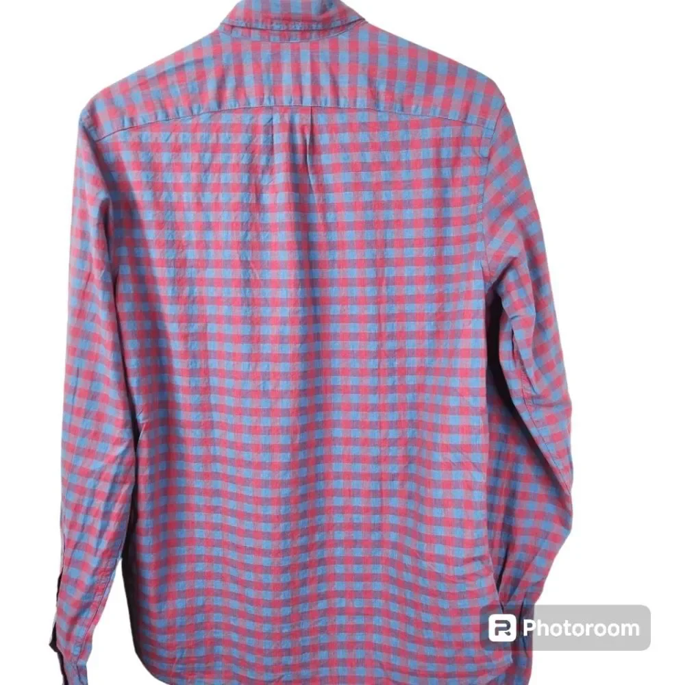 NEW J. Crew Mens Slim Fit Organic Cotton Checkerboard Print LS Button Down Sm